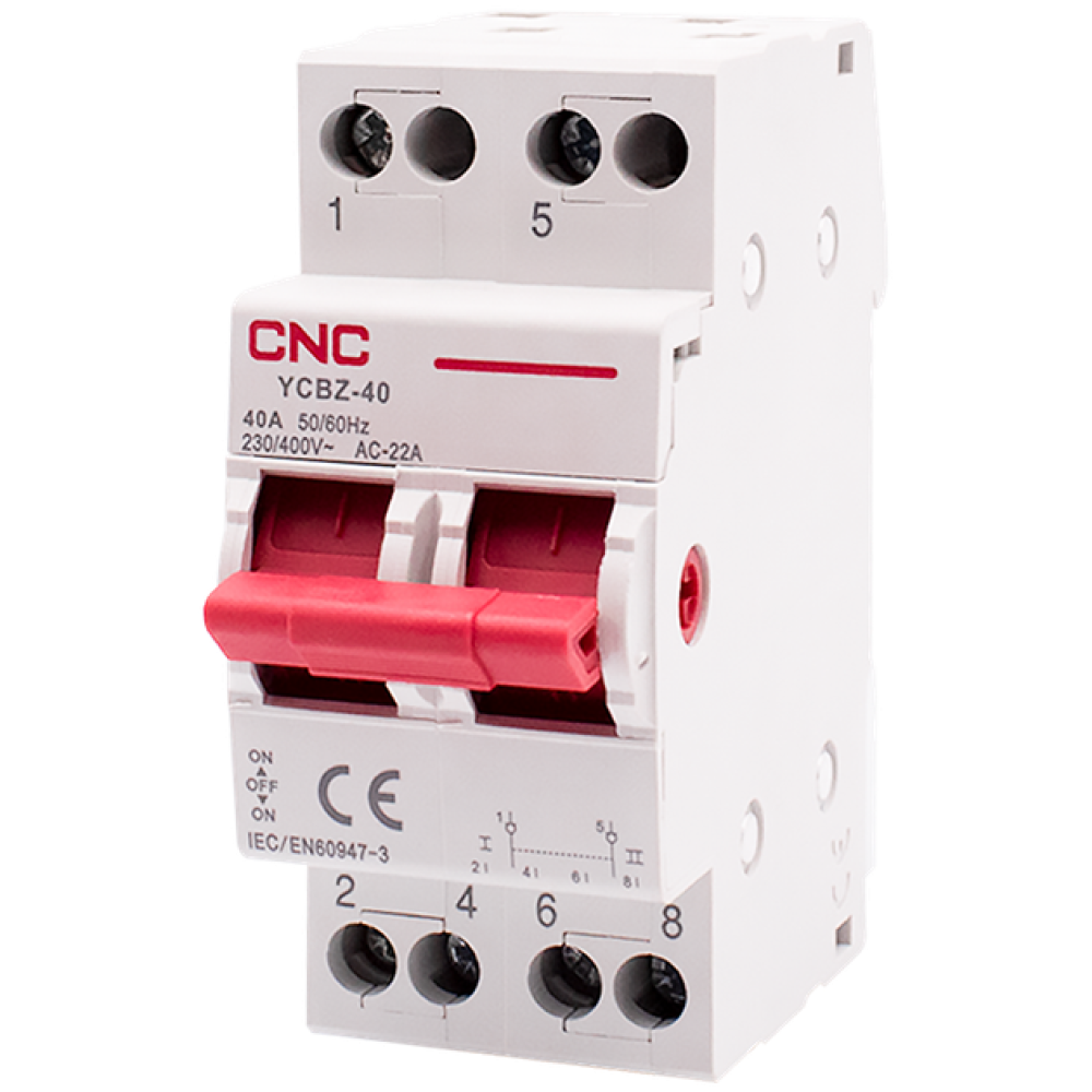 Перемикач трипозиційний 40А 230В 2-полюсний 2м YCBZ-40 CNC